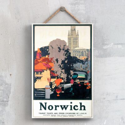 P0562 - Biglietti per Norwich Poster originale della National Railway su una targa Decor vintage
