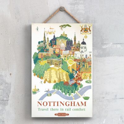 P0564 - Póster de Nottingham Travel Original National Railway en placa con decoración vintage