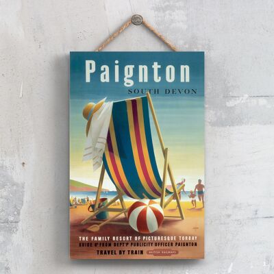 P0569 - Paignton Deck Chair Original National Railway Poster On A Plaque Vintage Decor