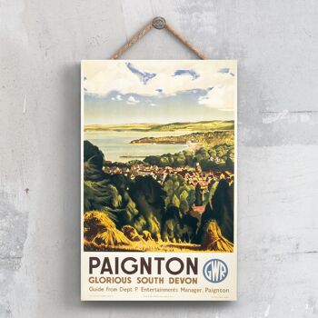 P0570 - Paignton Glorious Affiche originale des chemins de fer nationaux sur une plaque décor vintage 1