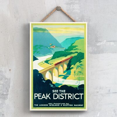 P0571 - Peak District S R Rwyatt Poster originale della National Railway su una targa con decorazioni vintage