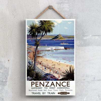 P0574 - Penzance Gateway to West Cornwall Original National Railway Poster auf einer Plakette im Vintage-Dekor