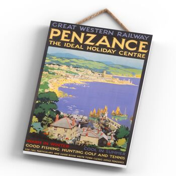 P0575 - Penzance The Idealoliday Center Affiche originale des chemins de fer nationaux sur une plaque décor vintage 4