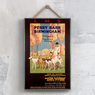 P0576 - Póster de Perry Barr Greyhound Racing Original National Railway en una placa de decoración vintage