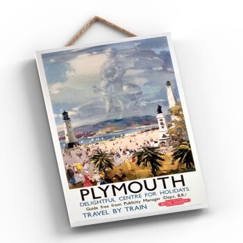 P0578 - Plymouth Clouds Affiche originale des chemins de fer nationaux sur une plaque décor vintage 2