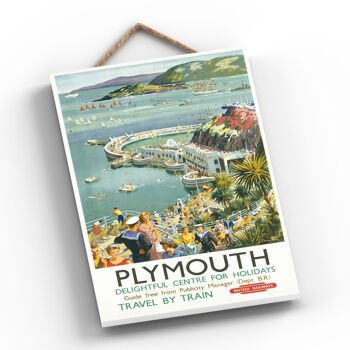 P0579 - Plymouth Ravissante Affiche Originale Du Chemin De Fer National Sur Une Plaque Décor Vintage 2