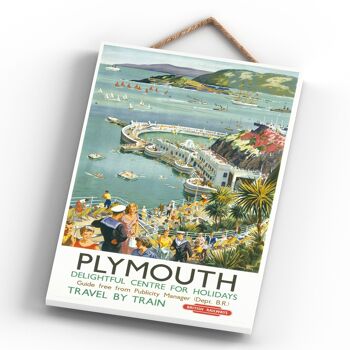 P0579 - Plymouth Ravissante Affiche Originale Du Chemin De Fer National Sur Une Plaque Décor Vintage 4