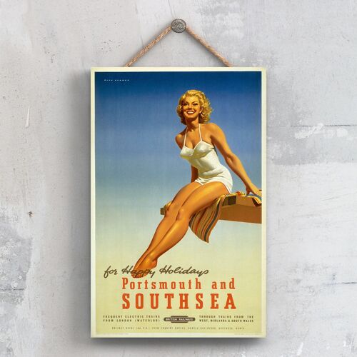 P0584 - Portsmouth Southsea Holidays Original National Railway Poster On A Plaque Vintage Decor