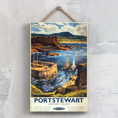 P0585 - Portstewart Original National Railway Poster auf einer Plakette im Vintage-Dekor