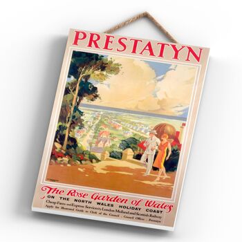 P0586 - Prestatyn Rose Garden Affiche originale des chemins de fer nationaux sur une plaque Décor vintage 4