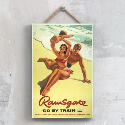 P0589 - Poster originale della National Railway della famiglia Ramsgate su una targa con decorazioni vintage