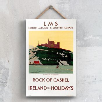 P0598 - Rock Of Cashel Affiche Originale National Railway Sur Une Plaque Décor Vintage 1