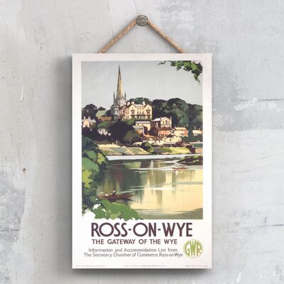 P0600 - Poster originale della National Railway Ross On Wye Gateway su una targa con decorazioni vintage