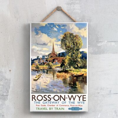 P0601 - Ross On Wye Gateway Poster originale della National Railway su una targa con decorazioni vintage