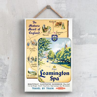 P0603 - Royal Leamington Spa, corazón histórico, cartel original del ferrocarril nacional en una placa, decoración vintage