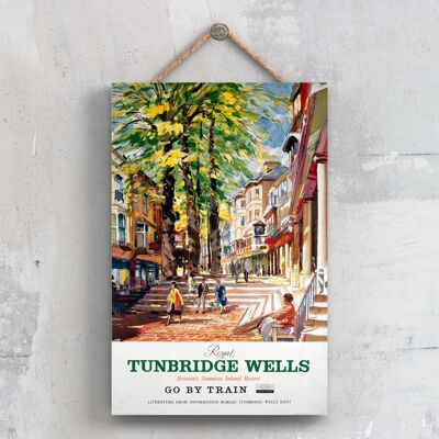 P0605 - Royal Tunbridge Wells Poster originale della National Railway su una targa con decorazioni vintage