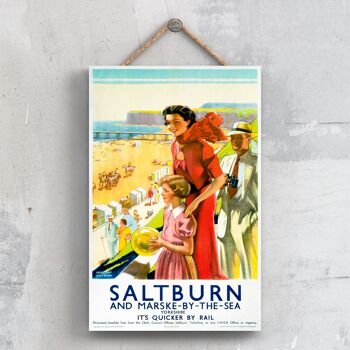 P0607 - Saltburn Marske By The Sea Yorkshire Affiche originale des chemins de fer nationaux sur une plaque Décor vintage 1