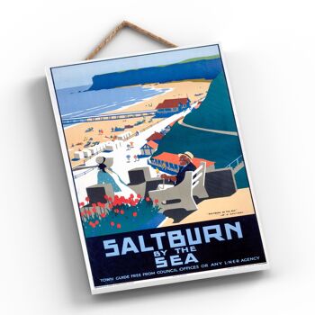 P0609 - Affiche originale des chemins de fer nationaux de Saltburn Sea sur une plaque décor vintage 2
