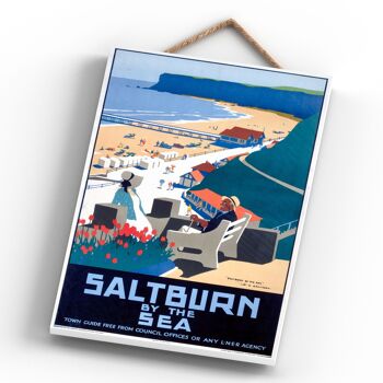 P0609 - Affiche originale des chemins de fer nationaux de Saltburn Sea sur une plaque décor vintage 4