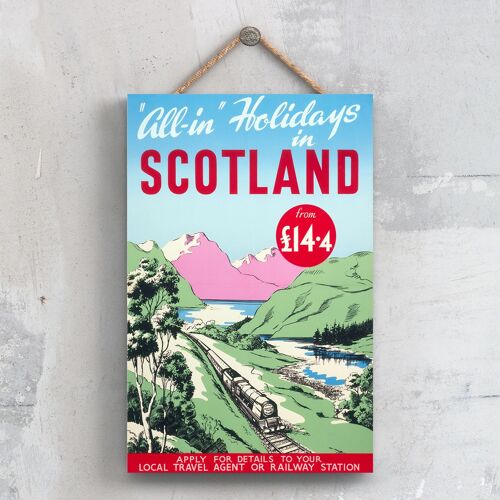 P0613 - Scotland All In Original National Railway Poster On A Plaque Vintage Decor