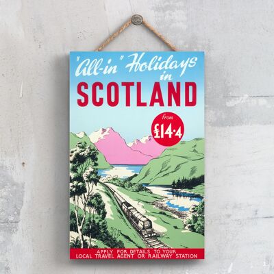 P0613 - Scotland All In Original National Railway Poster auf einer Plakette im Vintage-Dekor