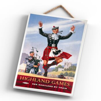 P0614 - Scotland Highland Games Affiche originale des chemins de fer nationaux sur une plaque décor vintage 4