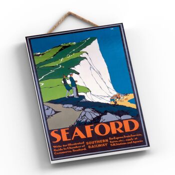 P0615 - Affiche originale des chemins de fer nationaux de Seaford Cliffs sur une plaque décor vintage 2