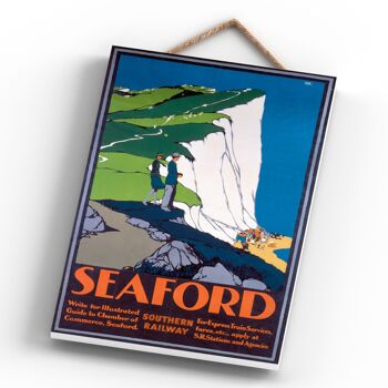 P0615 - Affiche originale des chemins de fer nationaux de Seaford Cliffs sur une plaque décor vintage 4
