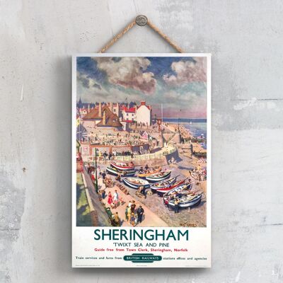 P0619 - Sheringham Twixt Sea Pine Poster originale della National Railway su una targa con decorazioni vintage