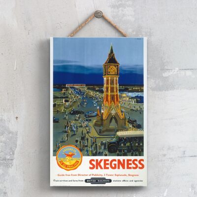 P0624 - Poster della ferrovia nazionale originale del molo di Skegness su una targa con decorazioni vintage