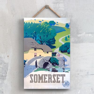 P0627 - Somerset James Milne Affiche originale des chemins de fer nationaux sur une plaque décor vintage