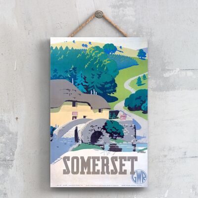 P0627 - Póster de Somerset James Milne Original National Railway en una placa de decoración vintage