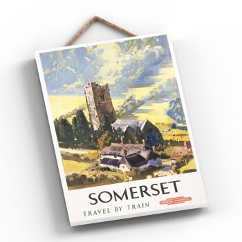 P0628 - Somerset Travel By Train Affiche originale des chemins de fer nationaux sur une plaque décor vintage 2