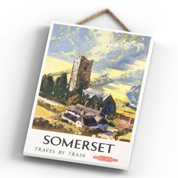 P0628 - Somerset Travel By Train Affiche originale des chemins de fer nationaux sur une plaque décor vintage 4