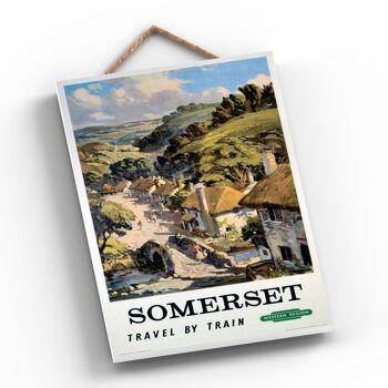 P0629 - Somerset Western Region Affiche originale des chemins de fer nationaux sur une plaque décor vintage 2