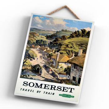 P0629 - Somerset Western Region Affiche originale des chemins de fer nationaux sur une plaque décor vintage 4