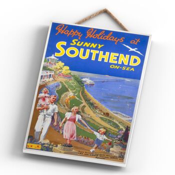 P0631 - Southend On Sea Sunny Affiche originale des chemins de fer nationaux sur une plaque décor vintage 4