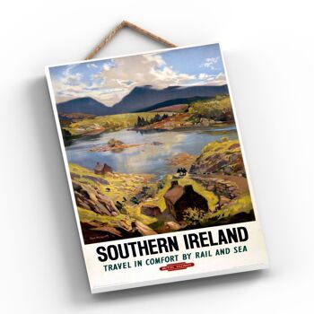 P0632 - Affiche originale des chemins de fer nationaux d'Irlande du Sud sur une plaque décor vintage 2