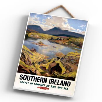 P0632 - Affiche originale des chemins de fer nationaux d'Irlande du Sud sur une plaque décor vintage 4