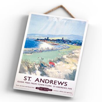 P0638 - Affiche originale des chemins de fer nationaux de St Andrews en Écosse sur une plaque décor vintage 4