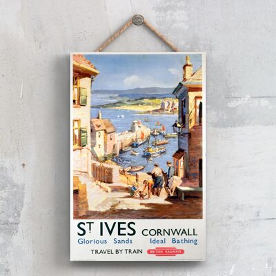 P0639 - St Ives Original National Railway Poster en una placa de decoración vintage