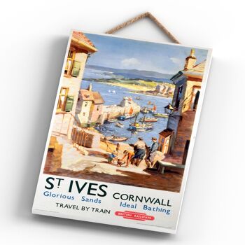 P0639 - Affiche originale des chemins de fer nationaux de St Ives sur une plaque décor vintage 4