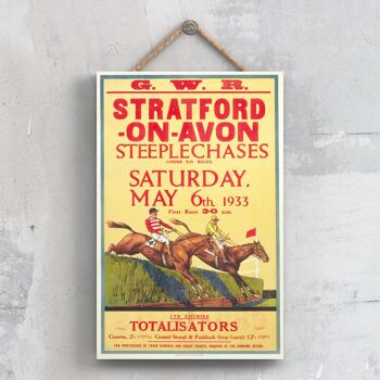P0640 - Stratford Races Affiche originale des chemins de fer nationaux sur une plaque décor vintage 1