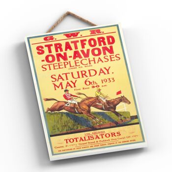 P0640 - Stratford Races Affiche originale des chemins de fer nationaux sur une plaque décor vintage 2