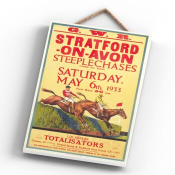 P0640 - Stratford Races Affiche originale des chemins de fer nationaux sur une plaque décor vintage 4