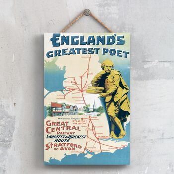 P0641 - Stratford Upon Avon Englands Greatest Poet Original National Railway Poster On A Plaque Vintage Decor 1