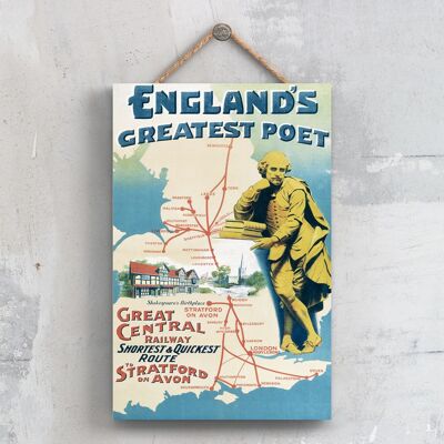 P0641 - Stratford Upon Avon Englands Greatest Poet Original National Railway Poster On A Plaque Vintage Decor