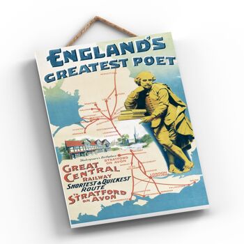P0641 - Stratford Upon Avon Englands Greatest Poet Original National Railway Poster On A Plaque Vintage Decor 2