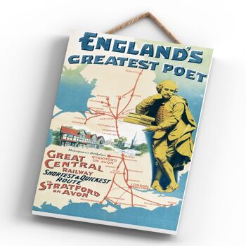 P0641 - Stratford Upon Avon Englands Greatest Poet Original National Railway Poster On A Plaque Vintage Decor 4
