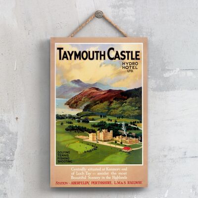 P0649 - Póster del Ferrocarril Nacional Original del Castillo de Taymouth en una placa de decoración vintage